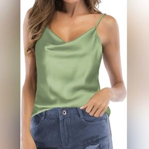 Womens Cowl Neck Satin Camisole